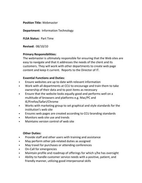 work: 34+ Job Description Example Images