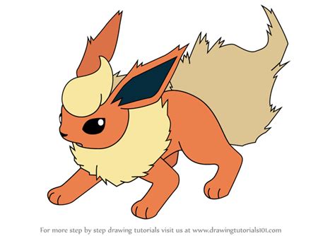 How To Draw Flareon From Pokemon Pokemon Step By Step