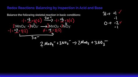 Balance A Redox Reaction Part Ii Step By Step In Base Youtube