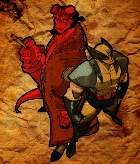 Hellboy And Wolverine By Matthew Humphreys And Zabalou In Joulie Vincents