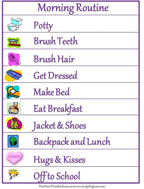Free Back To School Morning Routine Printable School Morning Routine