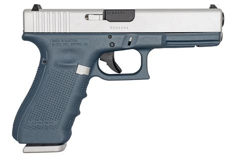 Glock 17 Gen4 9mm 17 Round Pistol With Cerakote Titanium Blue Finish
