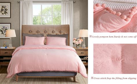 Sexytown Light Pink Pom Poms King Comforter Set Lightweight Bohemian