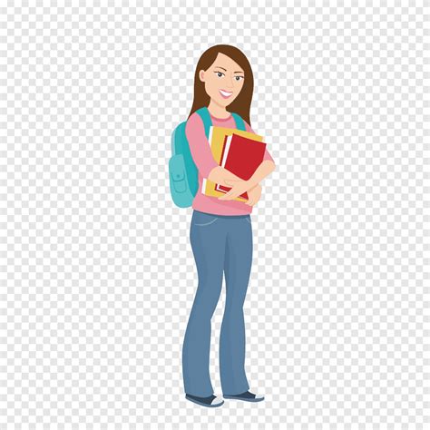 Girl Holding Books Illustration Student University College Education