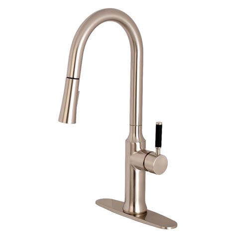 Brushed nickel finish for resists tarnish and corrosion; Kingston Brass Kaiser Single-Handle Pull-Down Sprayer ...