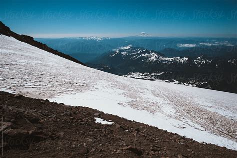 Hiking Trailsnowfield At Mount Rainier National Park By Stocksy