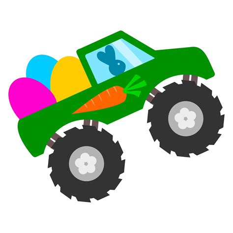 Easter Monster Truck SVG file with Easter Bunny driving a Monster Truck