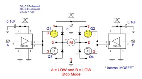 Use Tc4420 Mosfet Driver For Simple H Bridge Circuit
