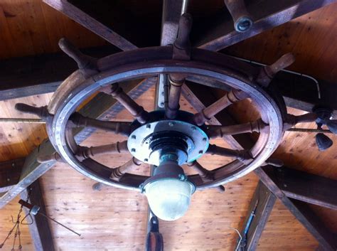 The single or double nautical ceiling fan with 32 inch sweep or 52 inch span blade diameter. Ships wheel ceiling light | Nautical ceiling light ...