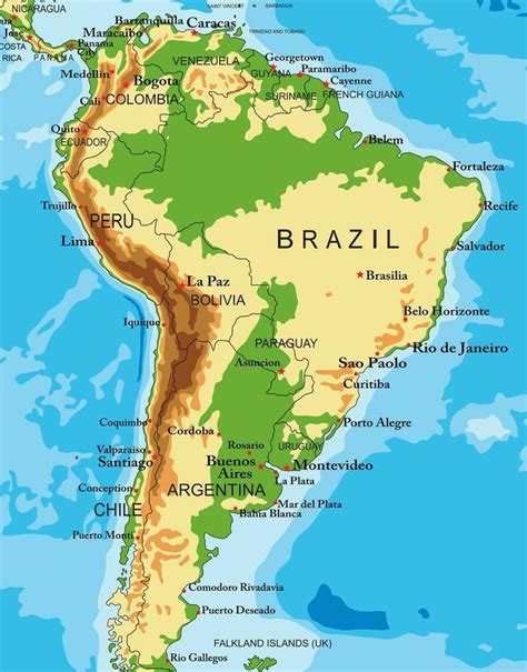 Geografico Da America Do Sul Mapa Relevo Fotografias De Stock Images