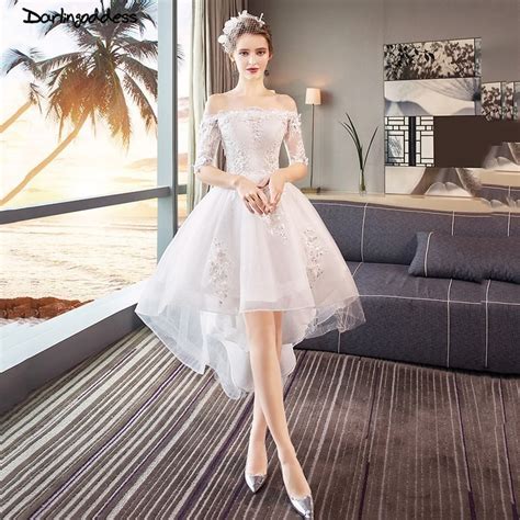 Buy Sexy Lace Short Wedding Dresses 2018 Half Sleeves