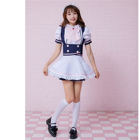 5pcs Lovely French Maid Waist Cincher Apron Mini Dress Anime Cosplay