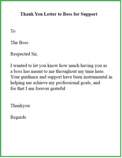 Thank You For Your Support Letter To Boss Thank You Boss Quotes