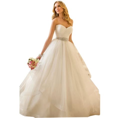 Romantic Style Sweetheart Ivory Organza Princess Wedding Dresses With