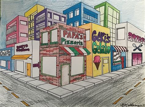 Pencils N Paintbrushes Two Point Perspective City