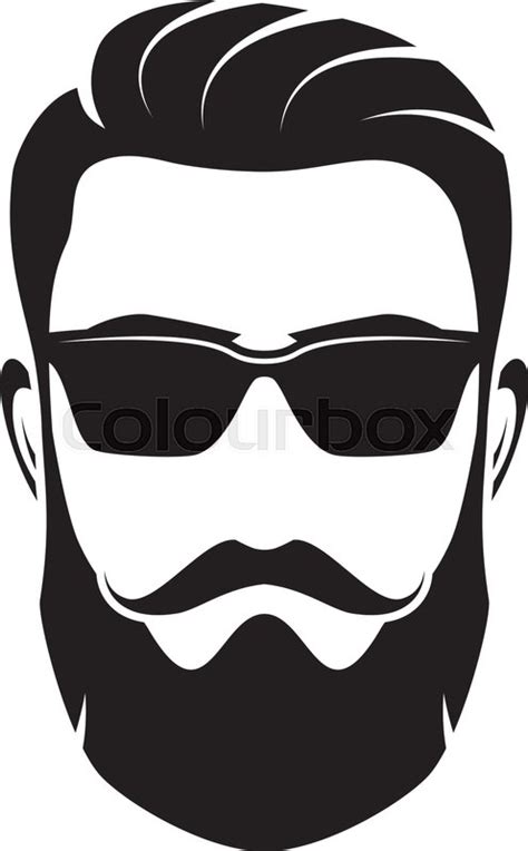 Bearded Men Face Hipster Character Stock Vector Colourbox