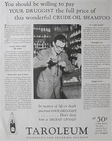 1926 Wildroot Taroleum Crude Oil Shampoo Ad Vintage Health And Beauty Ads