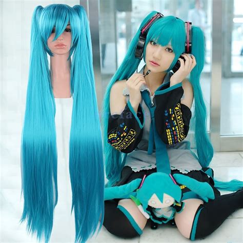 Long Blue Vocaloid Hatsune Miku Show Anime Cosplay Party Hair Wig 2