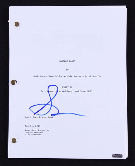 Seth Rogen Signed Sausage Party Full Script PTS COA Pristine Auction