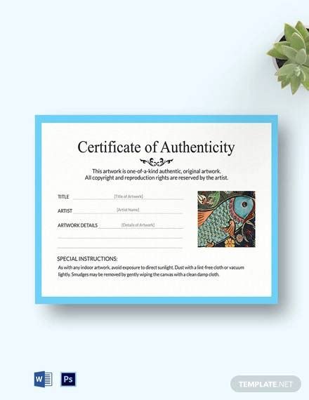 Free 49 Sample Certificate Of Authenticity Templates In Pdf Psd Ms