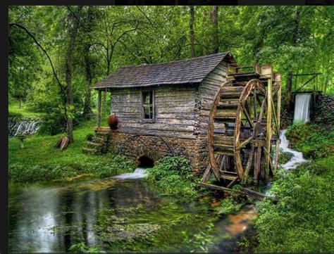Water Wheel Cabin Rustic Relaxation Pinterest