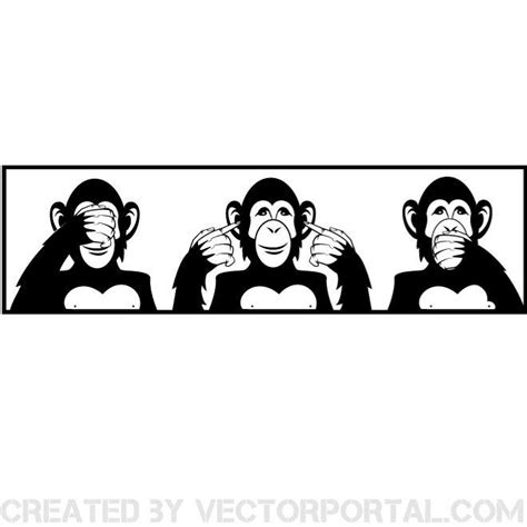 Three Wise Monkeys Illustration Royalty Free Stock Svg Vector