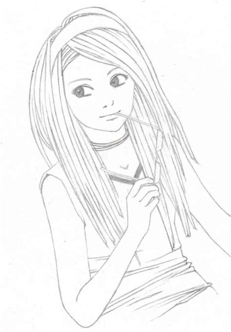 Cute Anime Girl Drawings In Pencil Printable Cuties Anime
