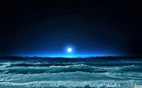 Full Moon Over Ocean Waves Hd Wallpaper Background Image 1920x1200