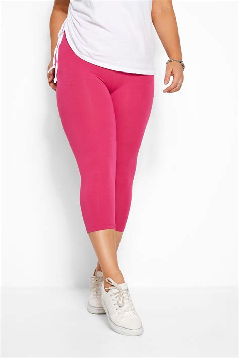 Plus Size Bright Pink Cropped Leggings Sizes 16 To 36 Yours Clothing