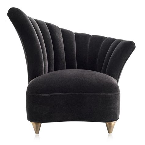 Black Velvet Asymmetrical Deco Style Chair Deco Chairs Velvet Chair