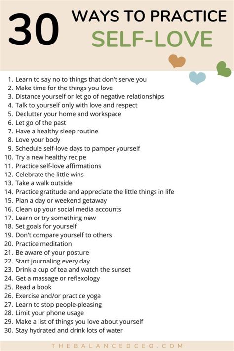 30 Ways To Practice Self Love The Balanced Ceo