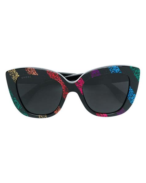 Gucci Glitter Striped Sunglasses In Black Lyst Uk