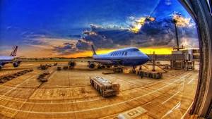 Airfield, Airplane, Vehicle, Sky, Clouds, Photo