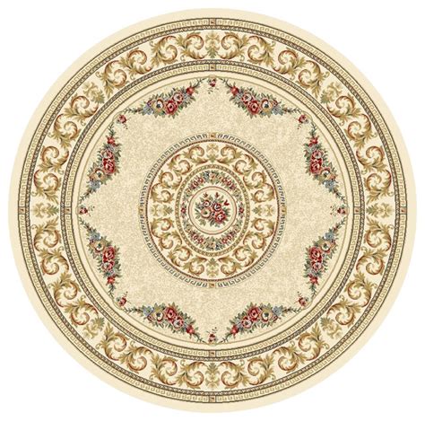 Dynamic Rugs Classic Ancient Garden Round Rug Ivory Victorian Area