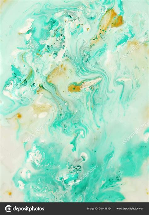 Abstract Marble Pastel Blue Mint Gold Color Paint