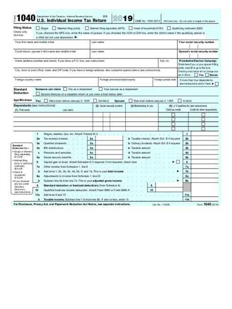 Dealing with the irs usually isn't regarded as a pleasant experience. IRS 1040 2019 - Fill and Sign Printable Template Online ...