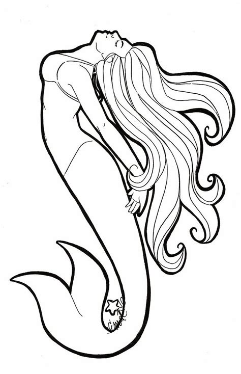 Brave Outline Mermaid Tattoo Design By Emma Jen Tattooimagesbiz