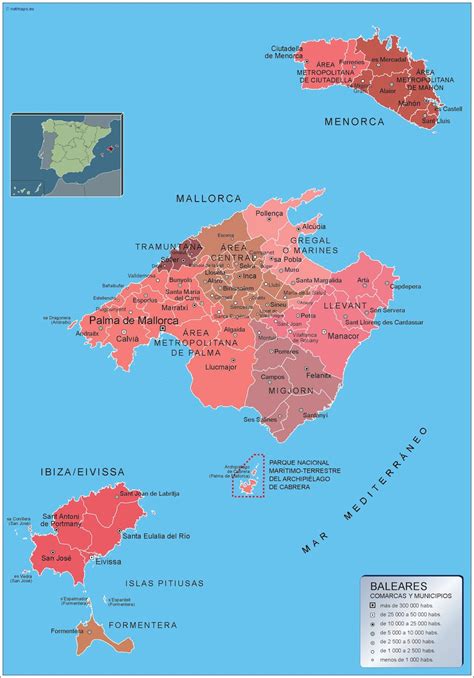 Mapa Islas Baleares Por Municipios Plastificado Gigante Mapas Para