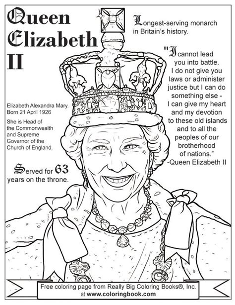 Coloring Books Queen Elizabeth Ii Free Online Coloring Page