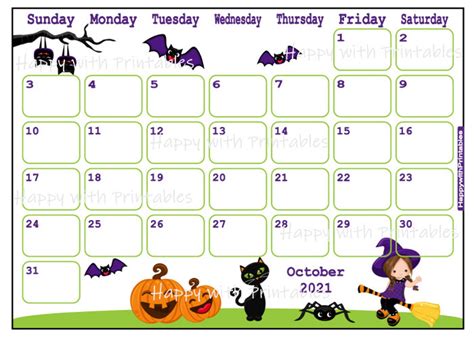 Free Printable October 2021 Calendar Halloween Printable Word Searches
