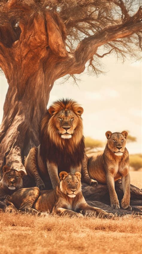 A 4k Ultra Hd Mobile Wallpaper Featuring A Pride Of African Lions