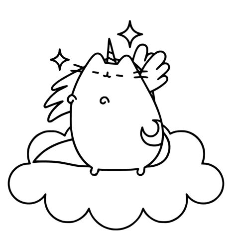 Kawaii Unicornio Pintar Gato Pusheen Dibujo Para Colorear Imagen Para
