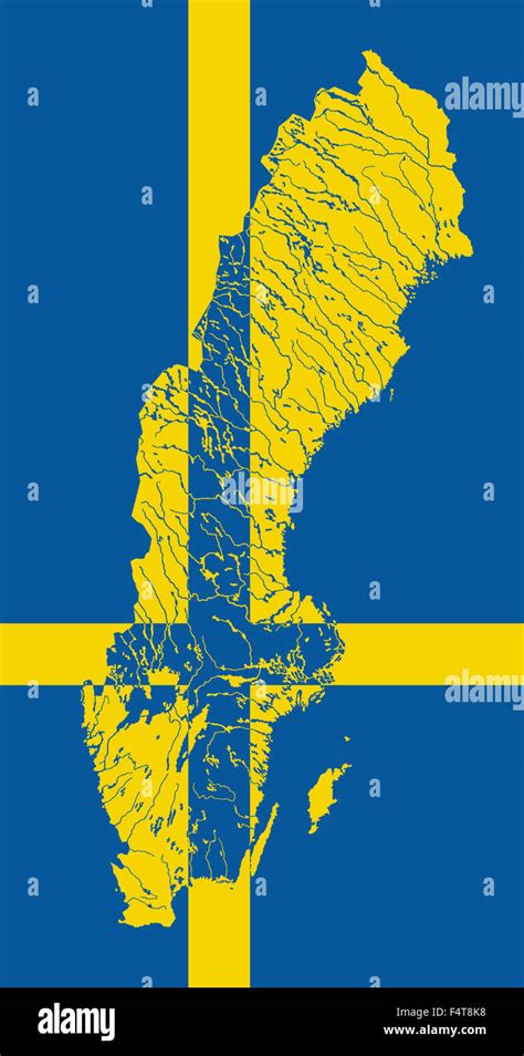 Map Of Sweden In Colors Of The Swedish Flag Colors Of Flag Are Proper