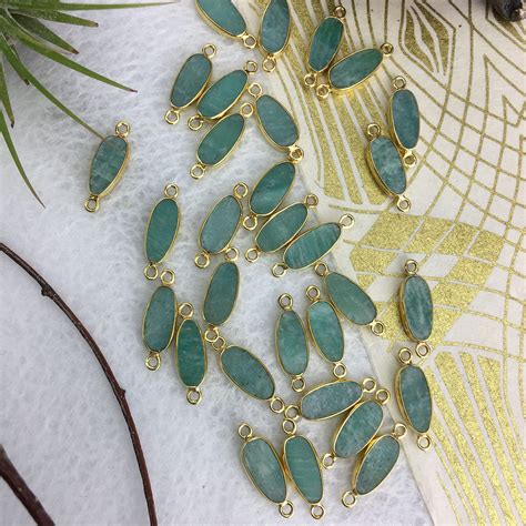 Russian Amazonite Smooth Irregular Oval Connector Kt Gold Vermeille