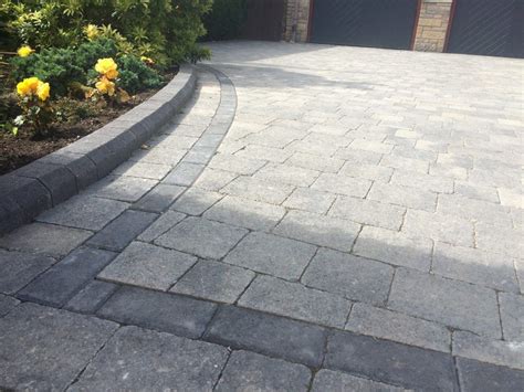 Driveway In Tegula Slate Paving With Charcoal Border Garden Paving