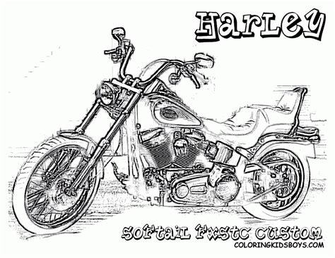 Harley 29 Softail Fxstc Custom Coloring Pages Book For Kids Free