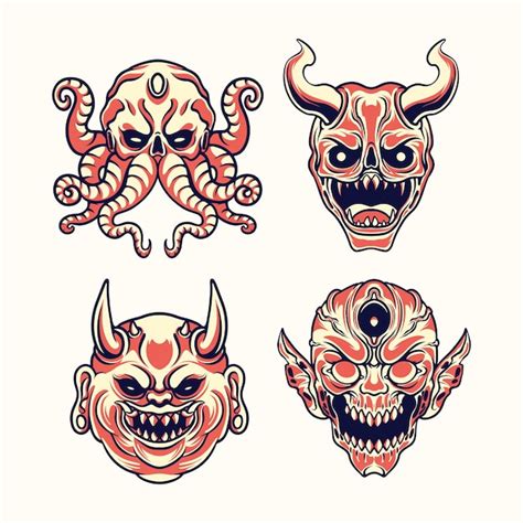 Premium Vector Japanese Demon Mask Vector Art