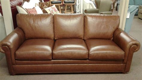 ethan allen brown leather sofa delmarva furniture consignment