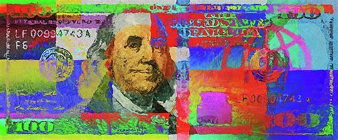 Colorized One Hundred Us Dollar Bill Neo Expressionist 100 U S D