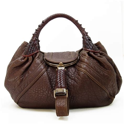 Auth Fendi Spy Bag Handbag Browngoldtone Leather 8br511 85061 Ebay